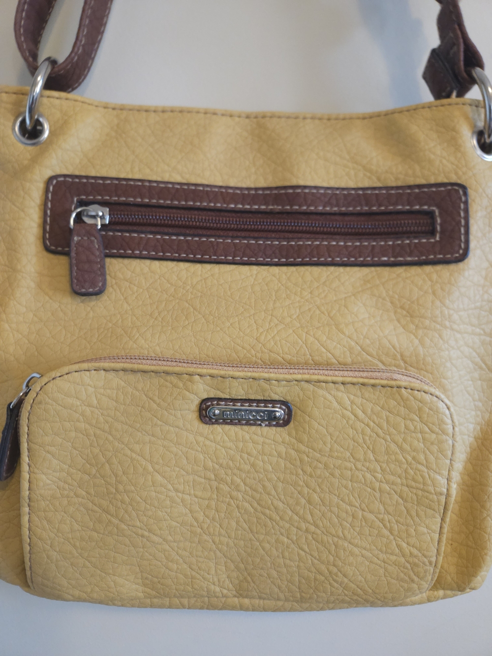 Minimalist Two-Tone Yellow and Brown Women's Cross Body Bag